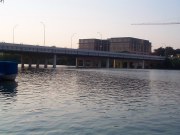 Colorado River and bridge, in Austin, TX